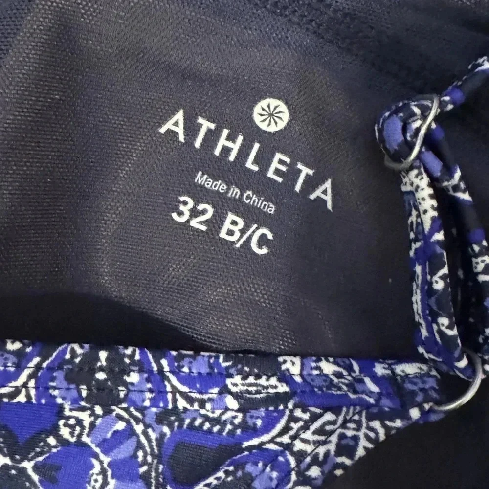 Athleta High Neck Criss Cross Back Swim Top Underwire Boho Beach Women's 32 B/C